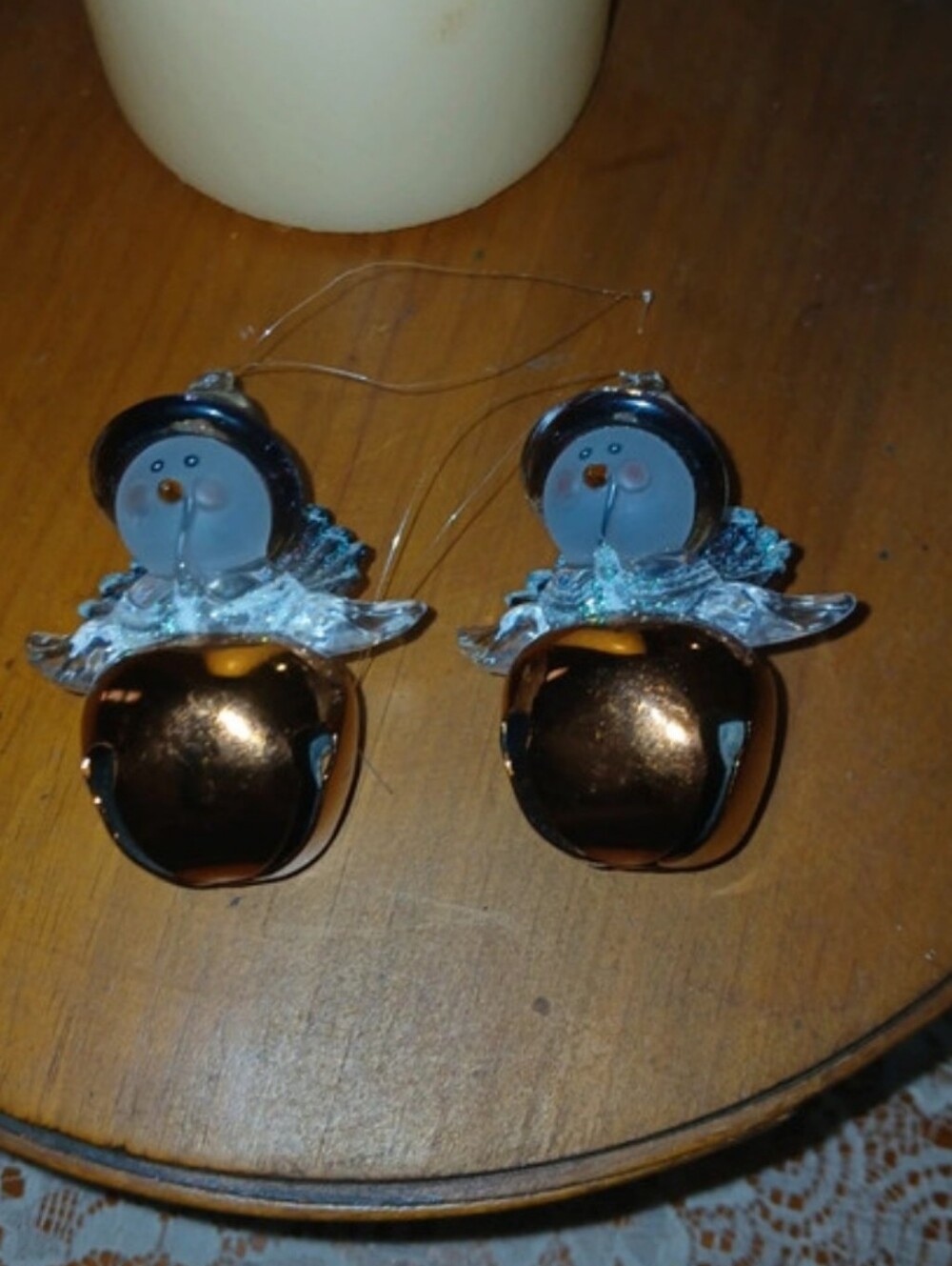 Lot of 2 Vintage Jingle Buddies Pilgrim Snowman Bell Ornaments - Picture 6 of 7